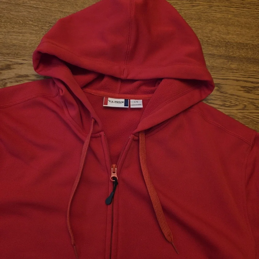 Full Zip Large‎ Unisex Hoodie Solid Red Athletic Casual Activewear Clique